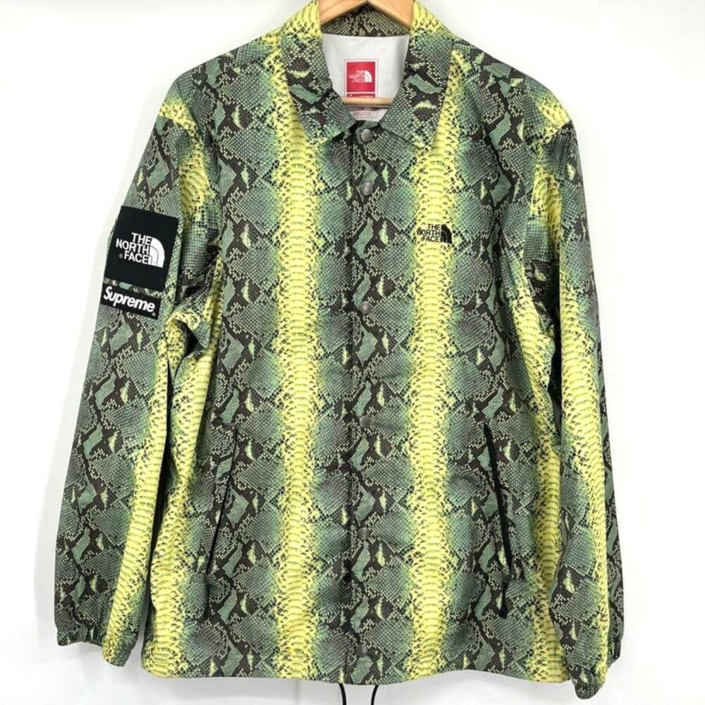 Supreme x The North Face Snakeskin Green Taped Seam Coaches Jacket Mens Large